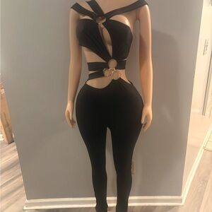 Elegant Black Cut-Out Jumpsuit